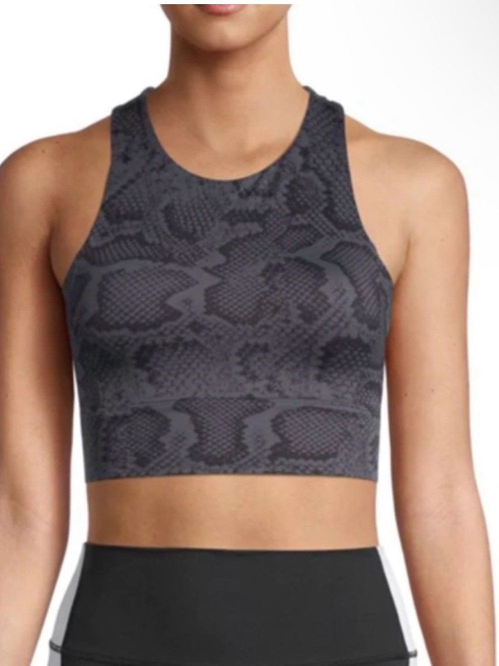 Anthropogie Allfenix High Neck Snake Print Sports Bra - Charcoal Gray NWOT